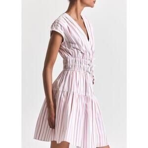 NWT DEREK LAM Coquette Soft Pinstripe Sleeveless Fit and flare Midi Dress